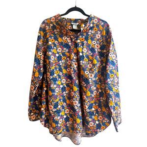 Duluth Trading Co Printmaker Cotton Poplin Long Sleeve Tunic Plus Size 2X